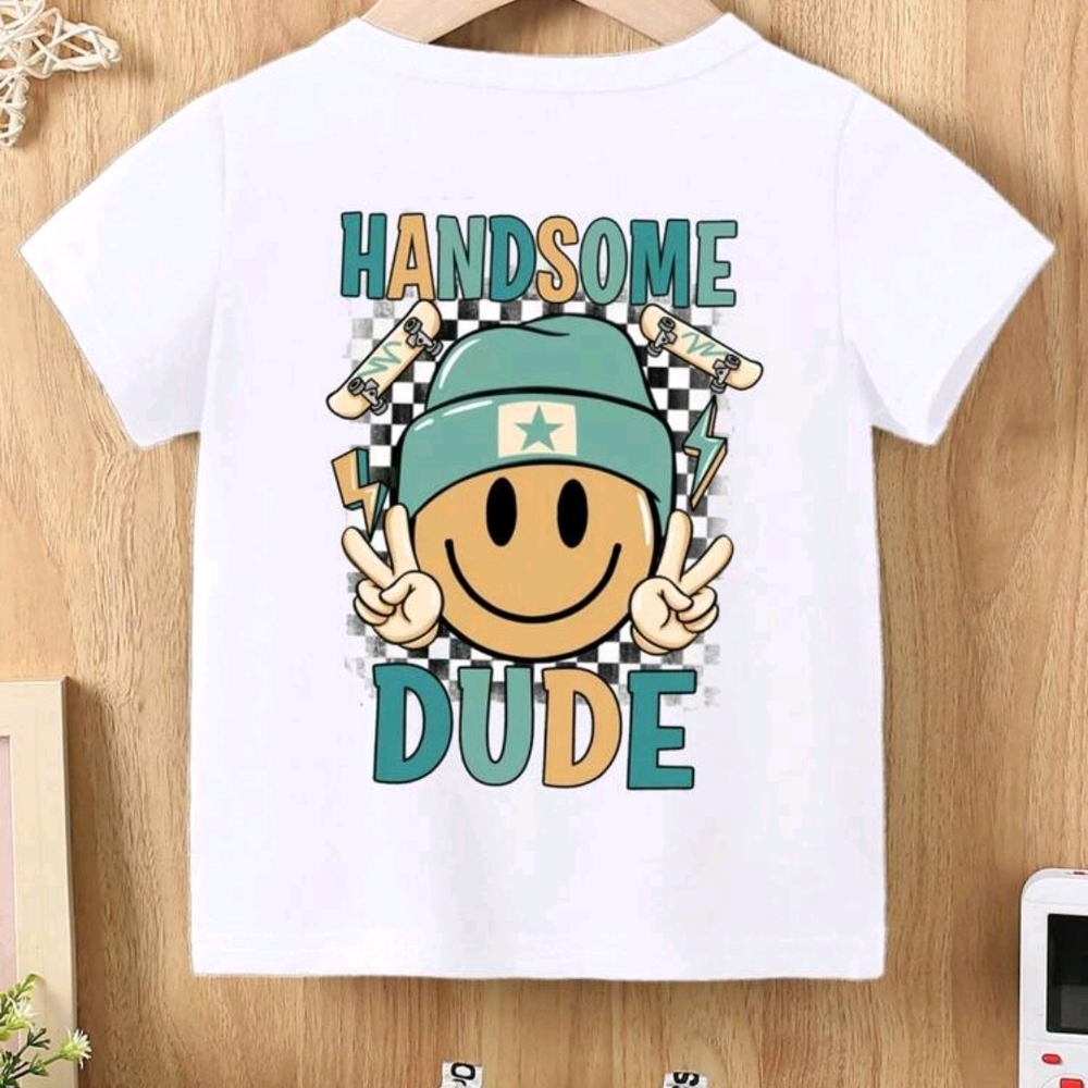 NWT Handsome Dude Kids Graphic T-Shirt - White